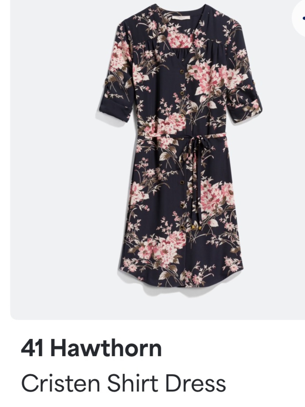 41 Hawthorn Navy and Pink Floral Tie-Waist Midi Dress